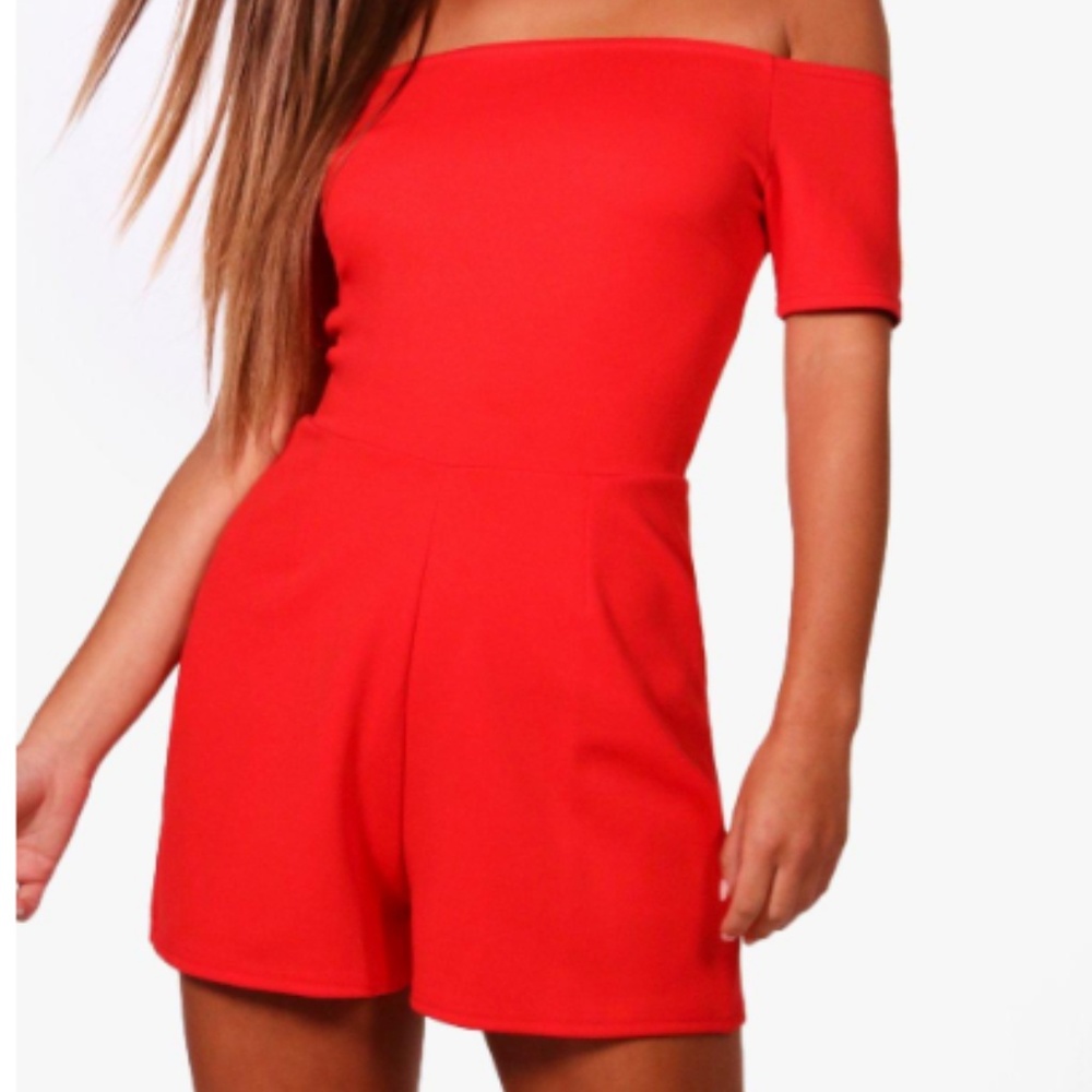 Boohoo red romper playsuit